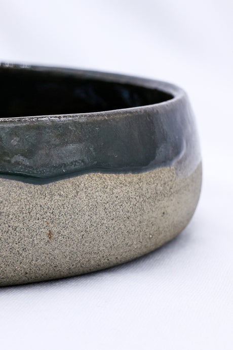 10 inch Midnight Cave Waters Handmade Smokey Grey Stoneware Large Ceramic Plate