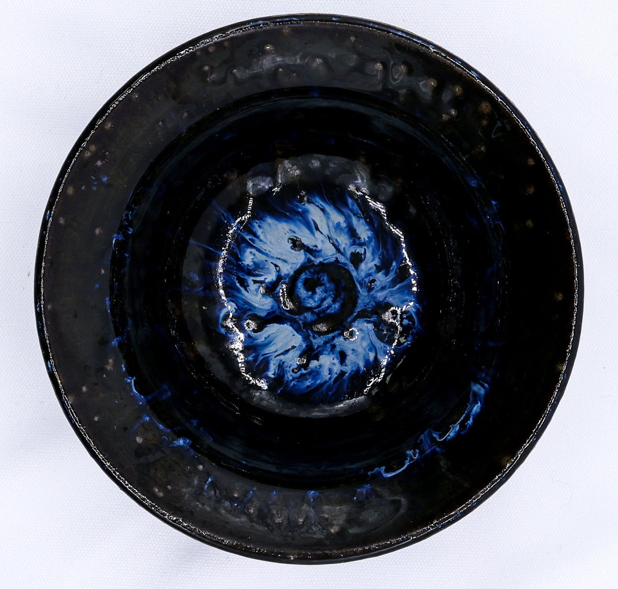 7,5' Midnight Aegean Surge Handmade Grey Stoneware Bowl