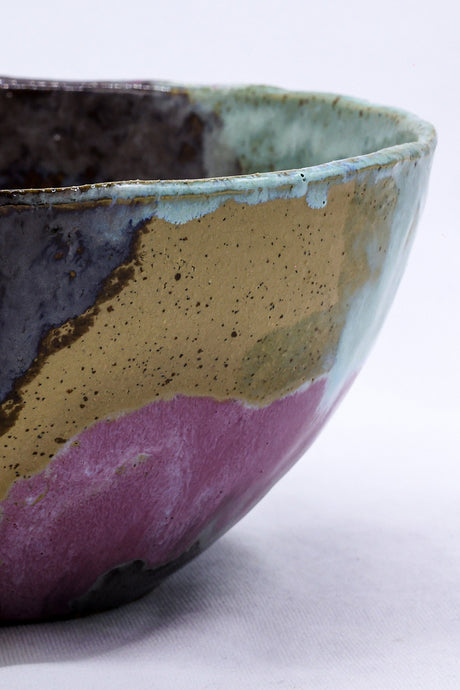 Large Mauve Coast Bloom Handmade Ceramic Stoneware Dinner Bowl