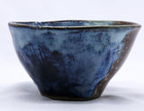 Small Smoked Grey Tidal Blue Wash Handmade Ceramic Stoneware Dinner Bowl