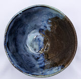 Small Smoked Grey Tidal Blue Wash Handmade Ceramic Stoneware Dinner Bowl