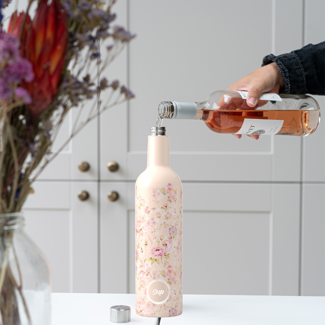 Sup drinkware Insulated Wine Bottle Flowers