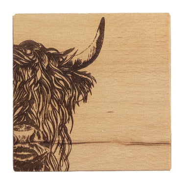 Highland Cow Selbrae House Beech Single Coaster
