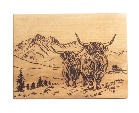 Highland Cow Selbrae House Scenic Beech Bar Wooden Board