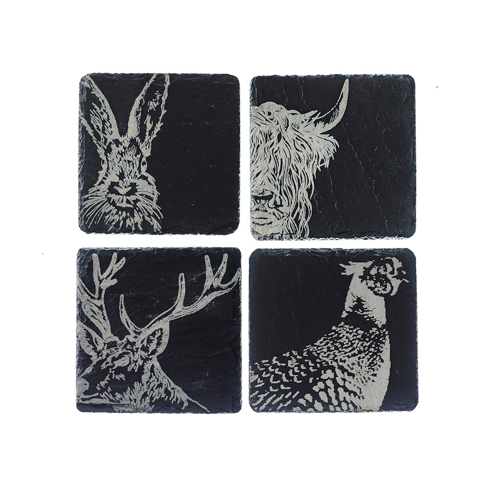 Selbrae House Country Animals Slate Coasters - Set of 4