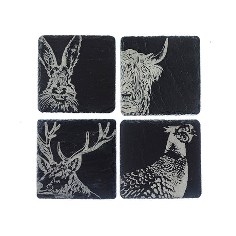 Selbrae House Country Animals Slate Coasters - Set of 4