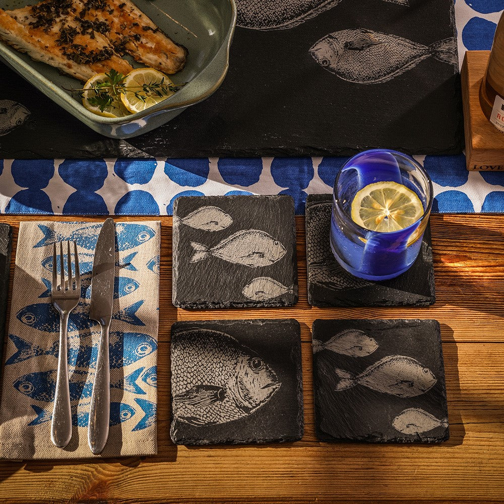 Selbrae House Fish Mix Slate Coasters - Set of 4