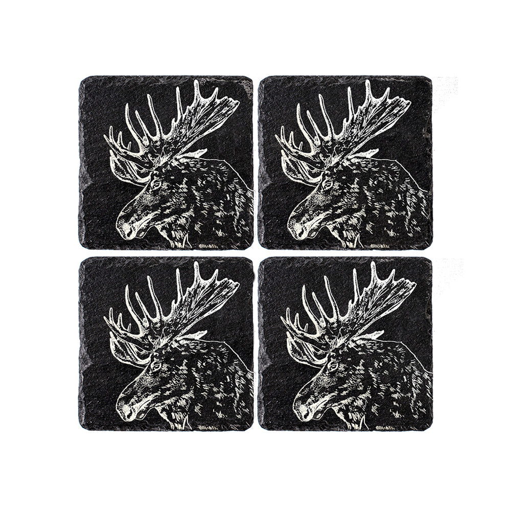Selbrae House Moose Slate Coasters - Set of 4