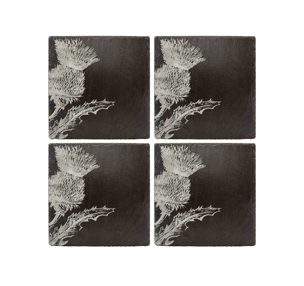 Selbrae House Thistle Slate Coasters - Set of 4