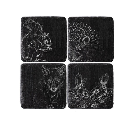 Selbrae House Woodland Friends Slate Coasters - Set of 4
