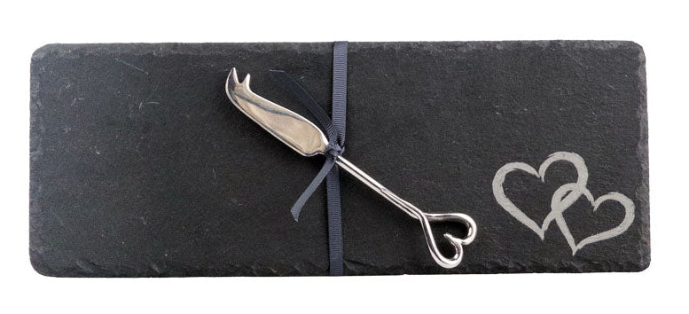 Selbrae House Love Heart Single Mini Slate Cheese Board & Knife Set