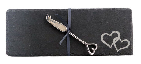 Selbrae House Love Heart Single Mini Slate Cheese Board & Knife Set