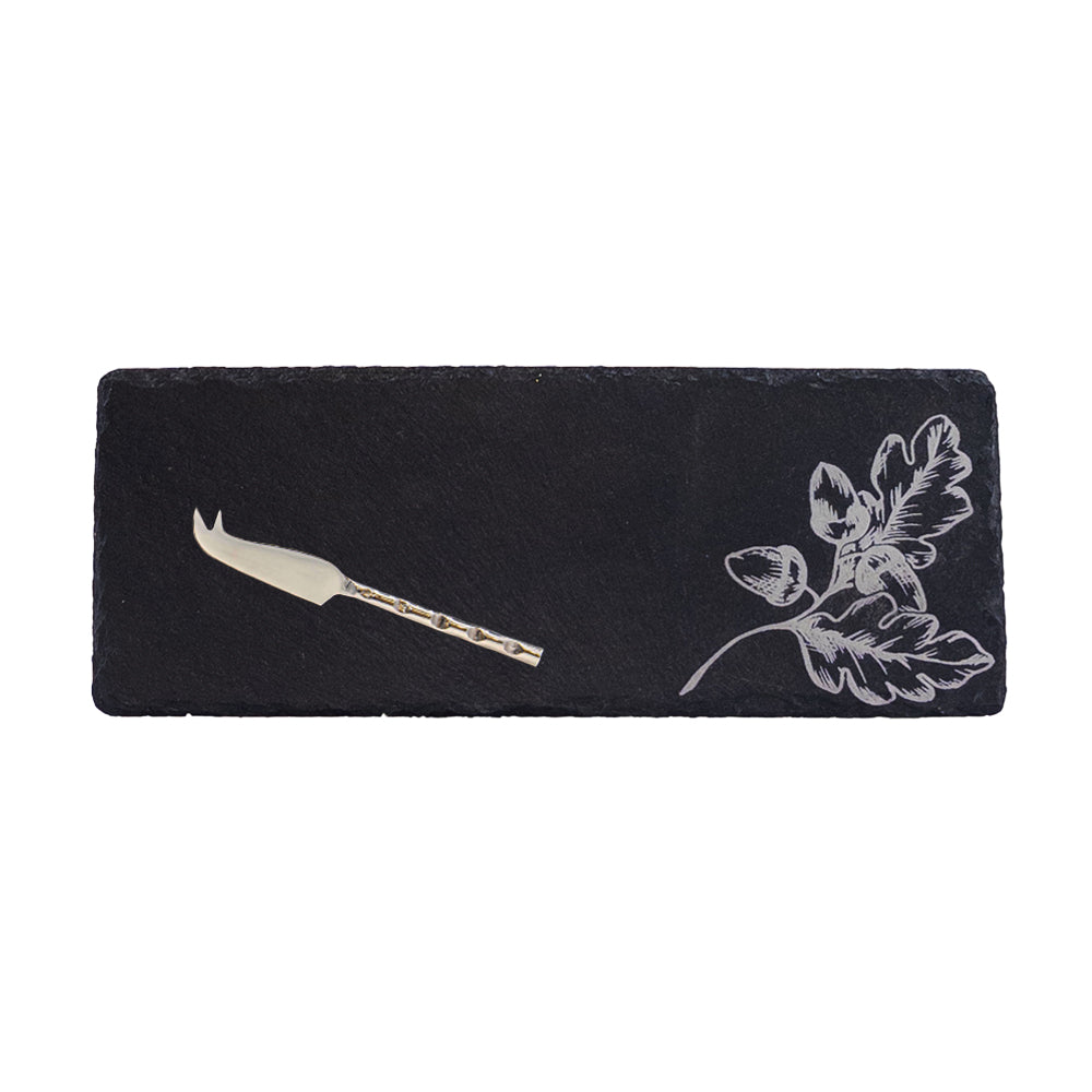 Selbrae House Autumn Acorns Mini Slate Cheese Board & Knife Set