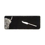 Highland Cow Mini Slate Cheese Board & Knife Set - Single