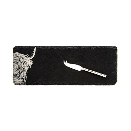 Highland Cow Mini Slate Cheese Board & Knife Set - Single