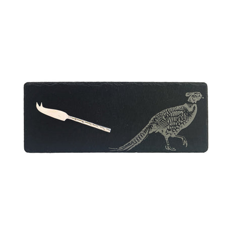 Selbrae House Pheasant Side Profile Single Mini Slate Cheese Board & Knife Set