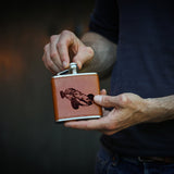 Vintage Racing Car Leather Hip Flask