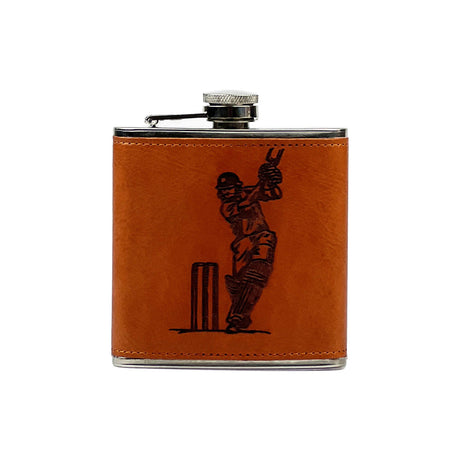 Selbrae House Cricket Leather Hip Flask