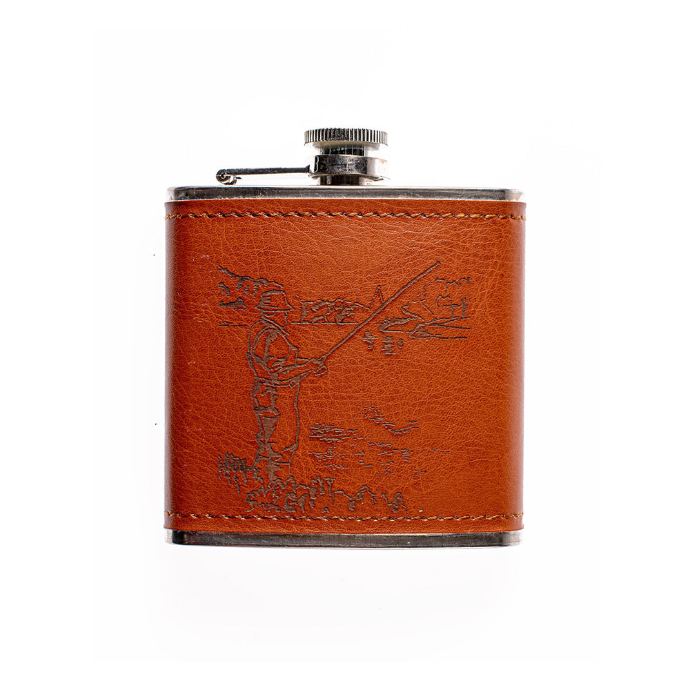 Selbrae House Fishing Leather Hip Flask