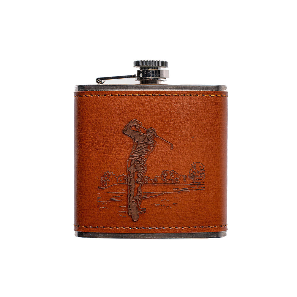 Selbrae House Golf Leather Hip Flask