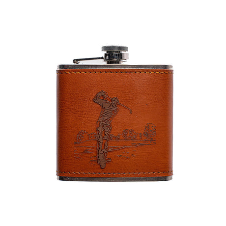 Selbrae House Golf Leather Hip Flask