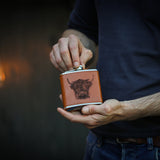 Highland Cow Leather Hip Flask