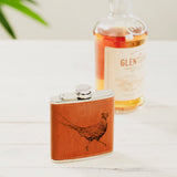 Selbrae House Pheasant Leather Hip Flask