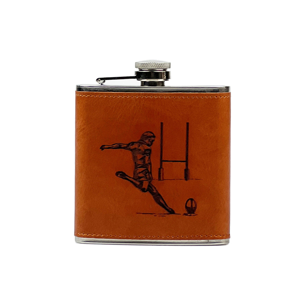 Selbrae House Rugby Leather Hip Flask