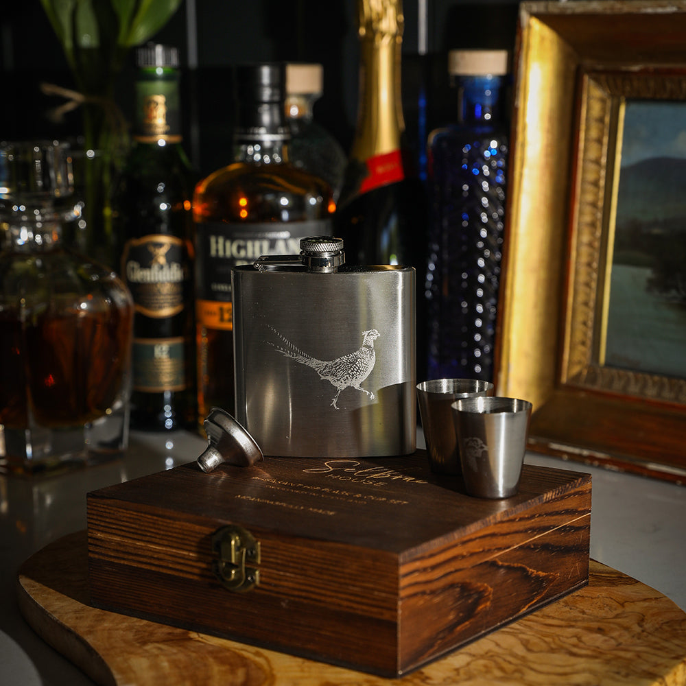 Selbrae House Pheasant Hip Flask & Cup Set