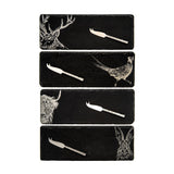 Selbrae House Country Animals Mini Slate Cheese Board & Knife Sets - Set of 4