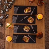 Highland Cow Mini Slate Cheese Board & Knife Sets - Set of 4