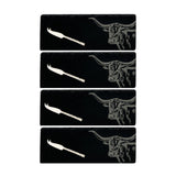 Selbrae House Texas Longhorn Mini Slate Cheese Board & Knife Sets - Set of 4