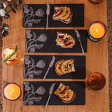 Thistle Trio Mini Slate Cheese Board & Knives - Set of 4