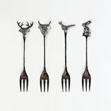 Highland Cow Country Animals Pastry Forks - Set of 4
