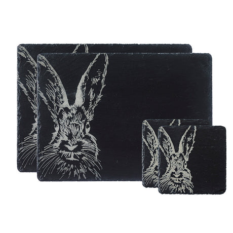 Selbrae House Hare Slate Coaster & Place Mat Set
