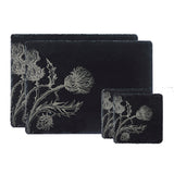 Selbrae House Thistle Trio Slate Place Mat & Coaster Set