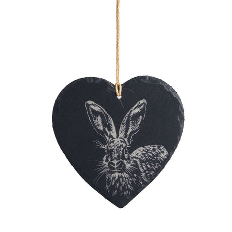 Selbrae House Hare Slate Decoration - Large Heart