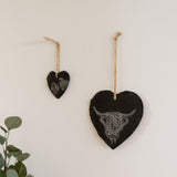 Highland Cow Selbrae House Slate Decoration - Large Heart