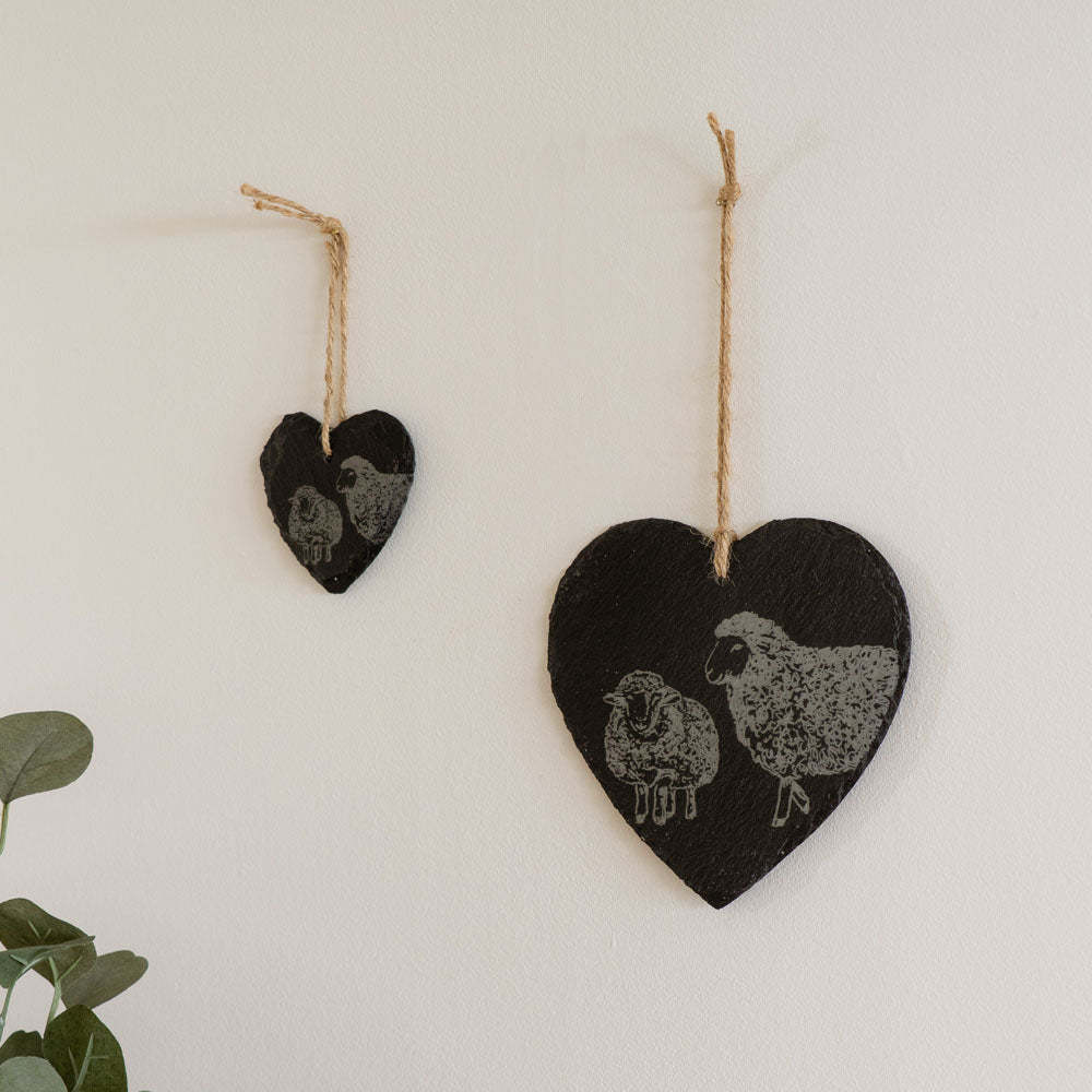 Sheep Selbrae House Sheep Slate Decoration - Large Heart