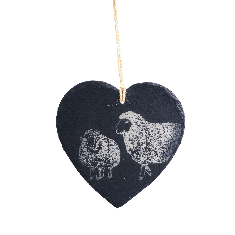 Sheep Selbrae House Sheep Slate Decoration - Large Heart