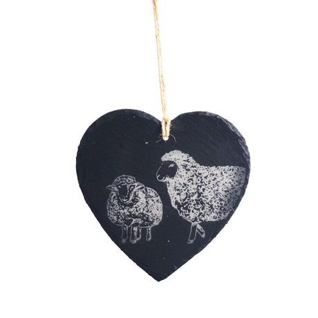 Sheep Selbrae House Sheep Slate Decoration - Large Heart