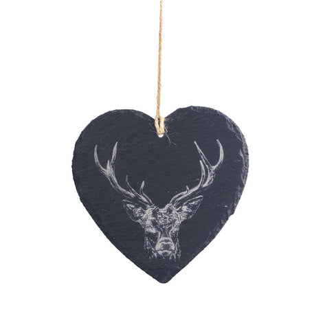 Selbrae House Stag Slate Decoration - Large Heart