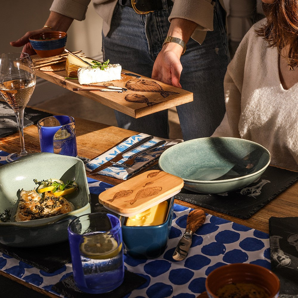 Selbrae House Fish Repeat Blue Butter Dish