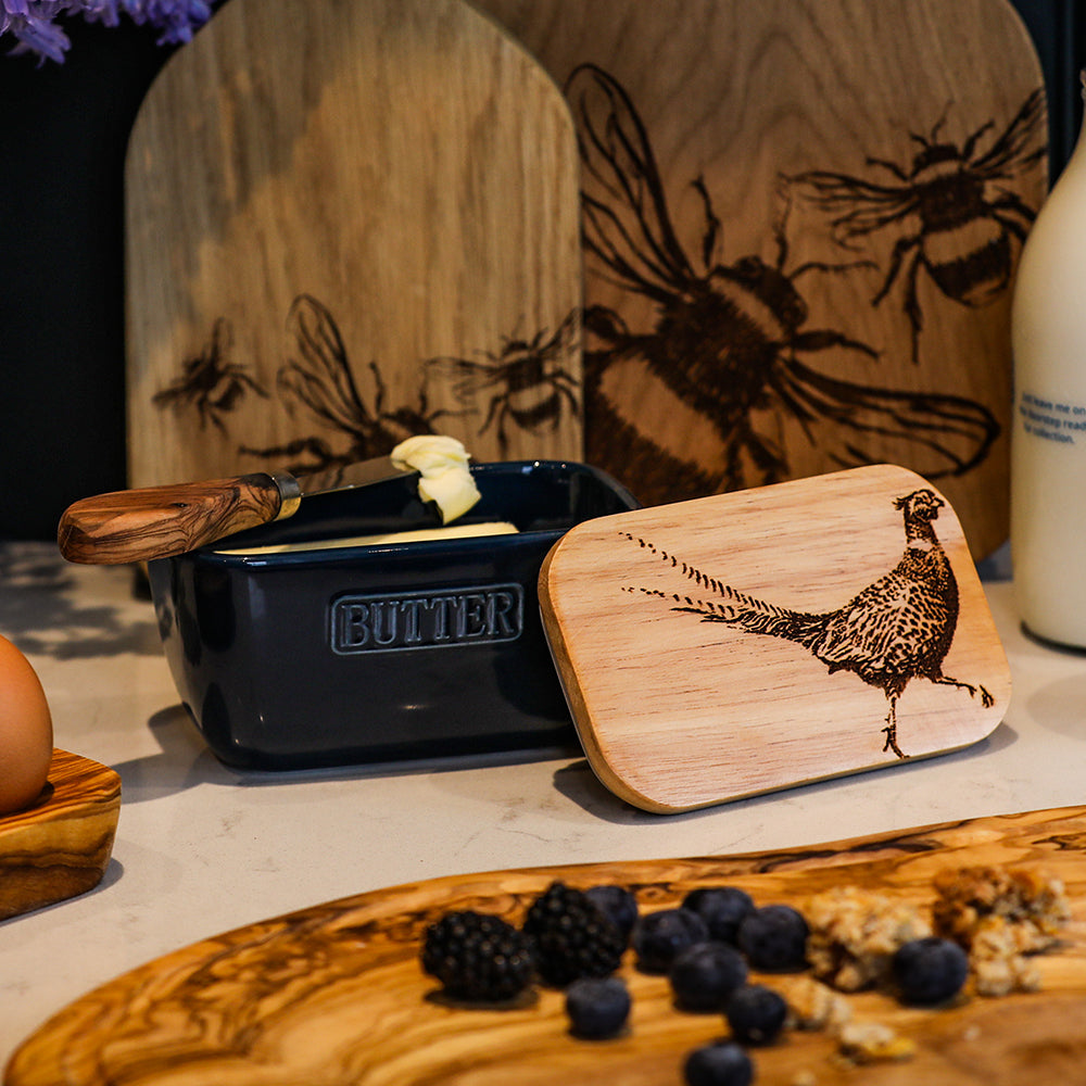 Selbrae House Pheasant Blue Butter Dish