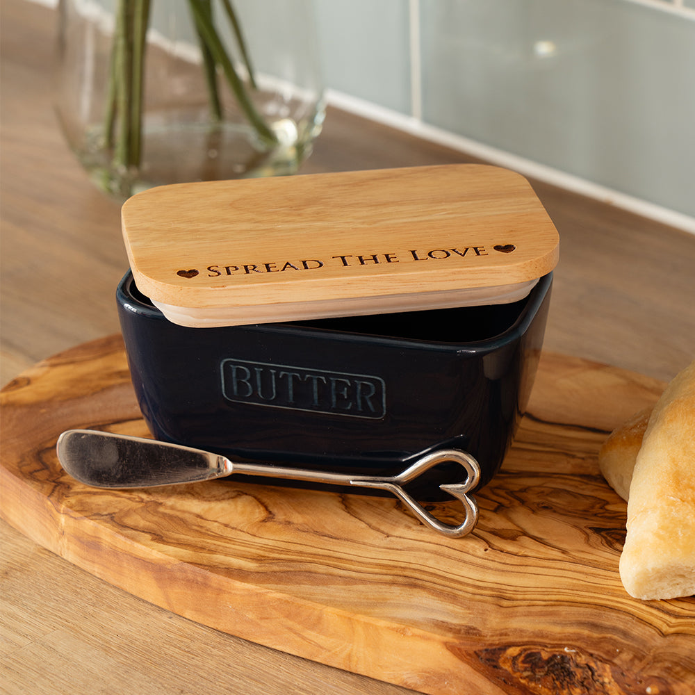 Selbrae House Spread The Love Blue Butter Dish & Knife Set