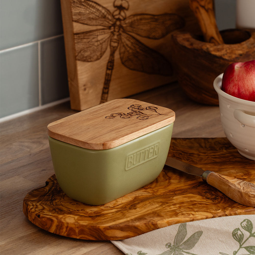 Selbrae House Flora Sage Green Butter Dish