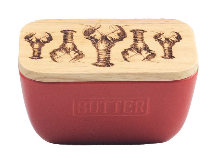 Selbrae House Lobster Red Ceramic Butter Dish with Lid