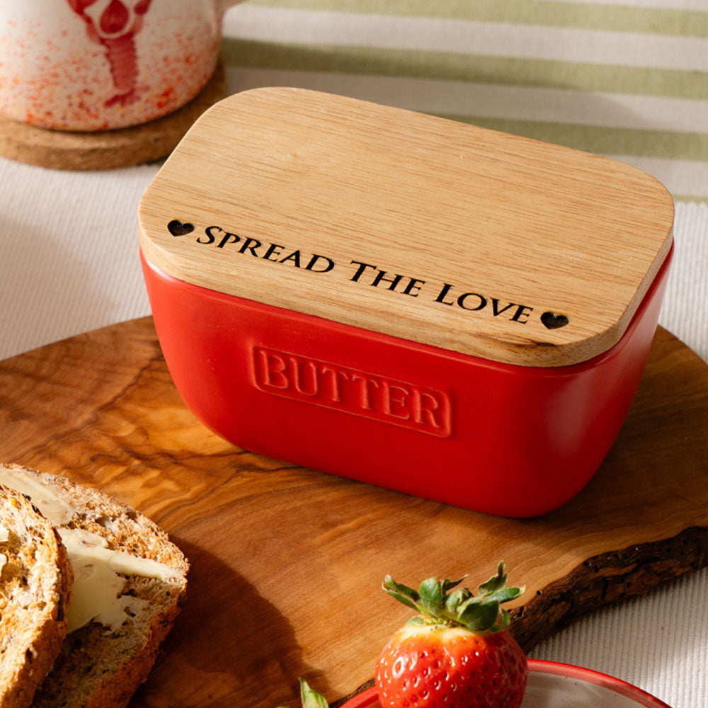 Selbrae House Spread The Love Red Butter Dish & Knife Set
