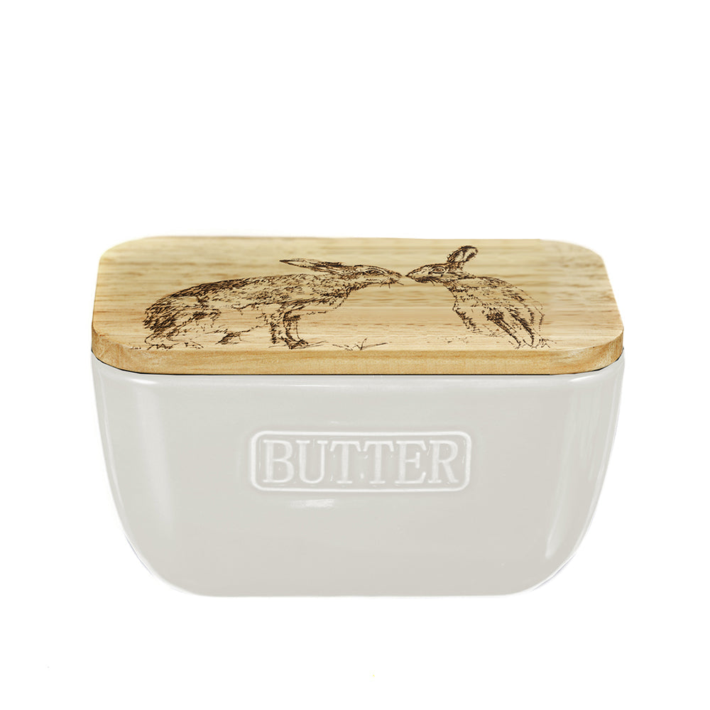 Selbrae House Kissing Hare White Butter Dish