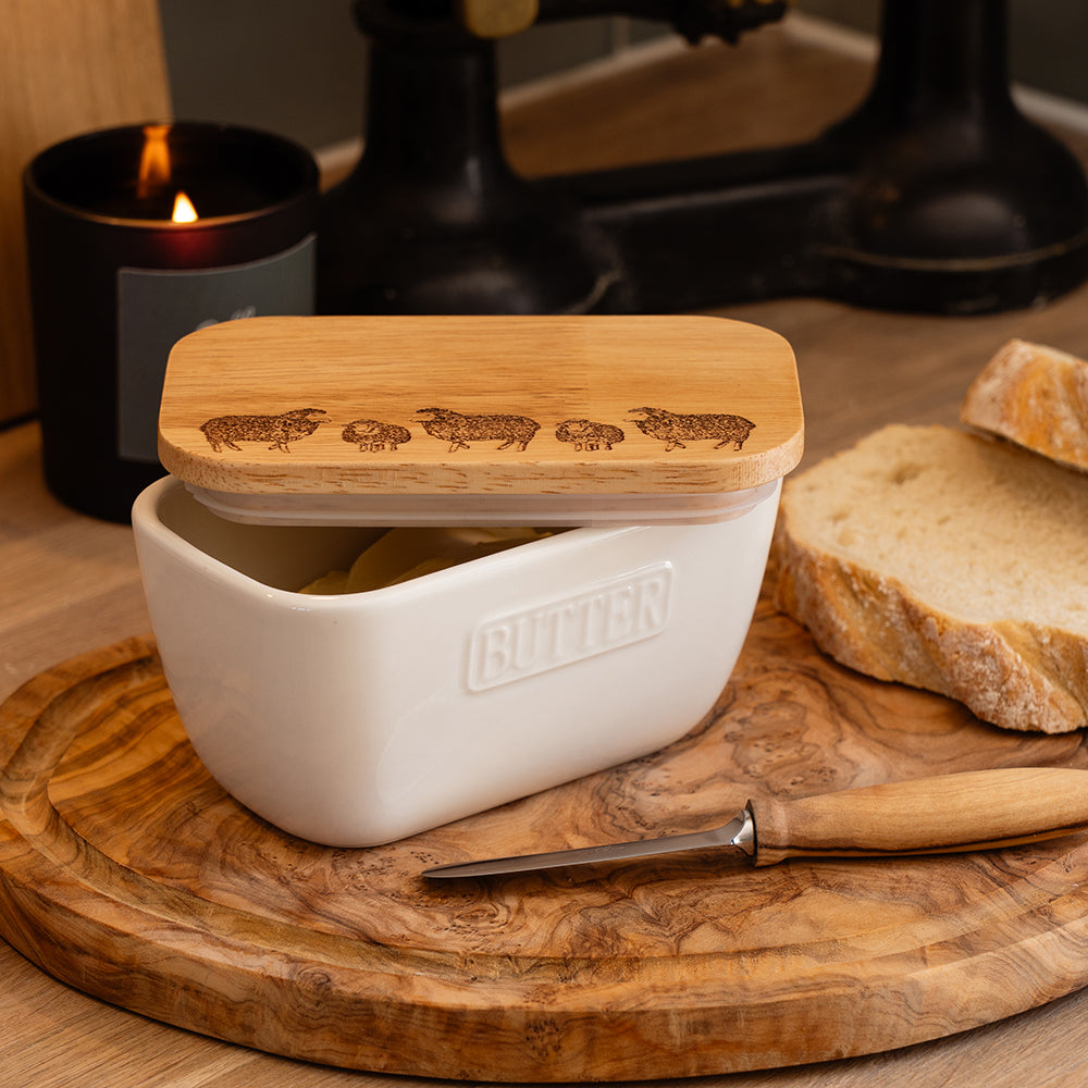 Selbrae House Sheep White Butter Dish